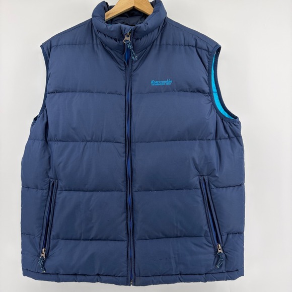 Abercrombie & Fitch Other - Abercrombie Fitch Mens Puffer Vest 80 Down/20 Feather Navy Blue Full Zip Size XL